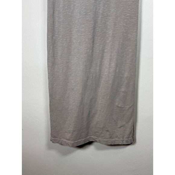 Sundry Short Tan Neutral T Shirt Dress Large jersey knit Stretch Ruching Crew - Picture 8 of 11